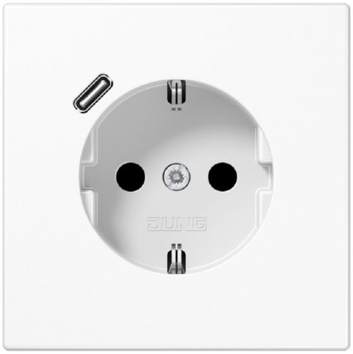 Розетка с заземлением +1хUSB тип C без рамки Jung LS990 1-м. белый картинка